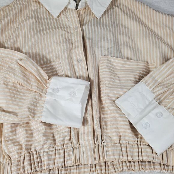 Sans Souci Striped Beige Cropped Blouse Top Size XL - Picture 11 of 15